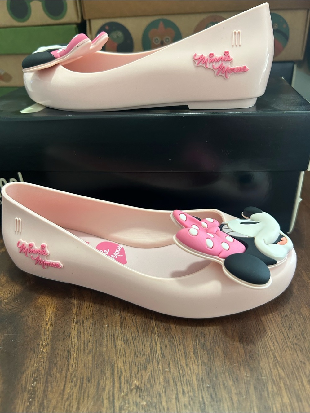 Mini Melissa Girls' Pink Minnie Mouse Jelly Flats